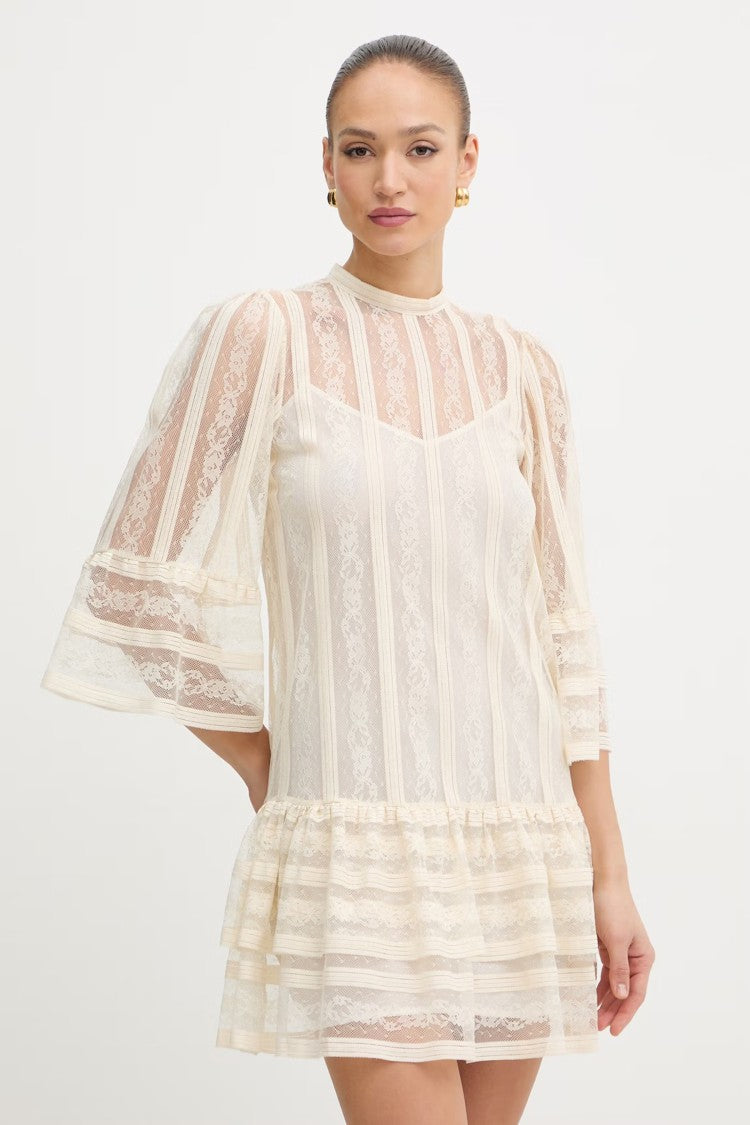 Twin-Set Sheer Lace Dress With High Neckline