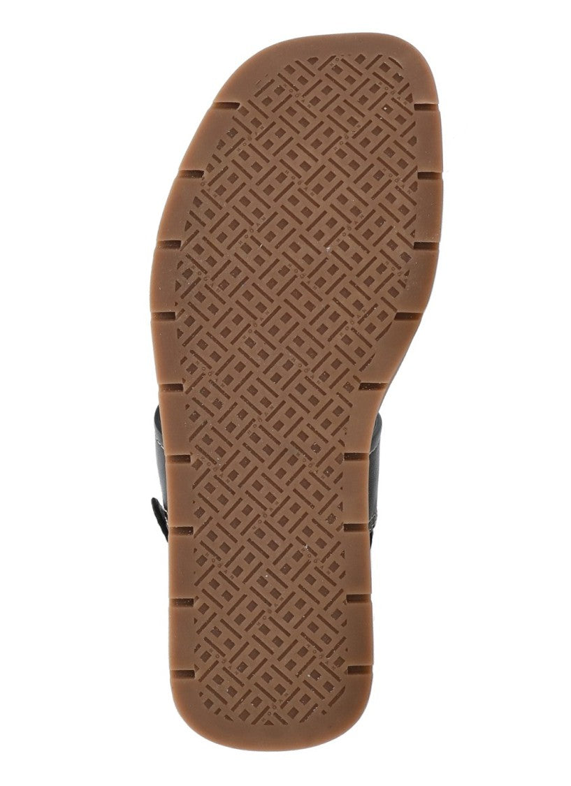 Hogan Black H703 Embossed H Leather Sandals