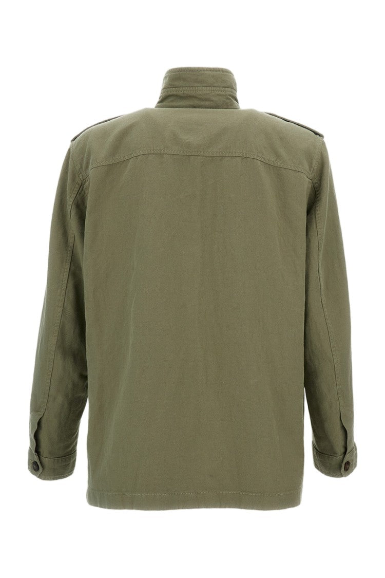 Fay Washed Cotton And Linen Explorer Field Jacket With Iconic Metal Hook
