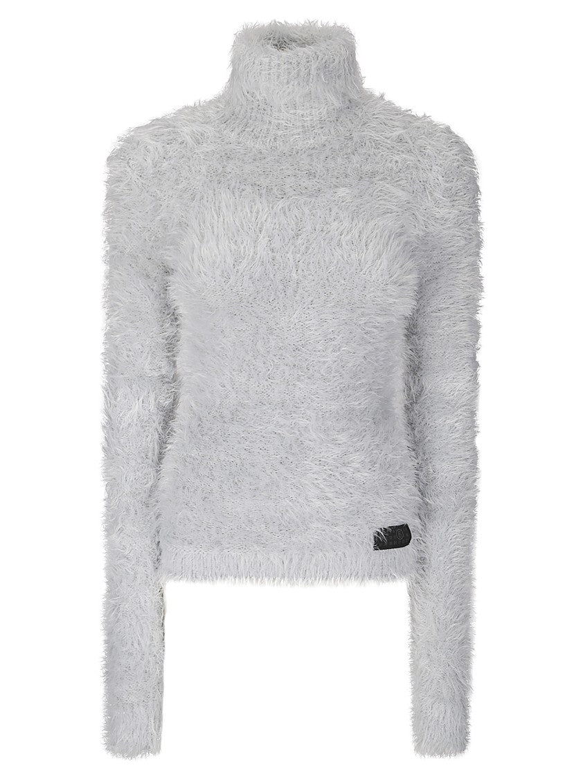 Mm6 By Maison Margiela Slim Fit Textured Turtleneck Pullover In Soft Fabric