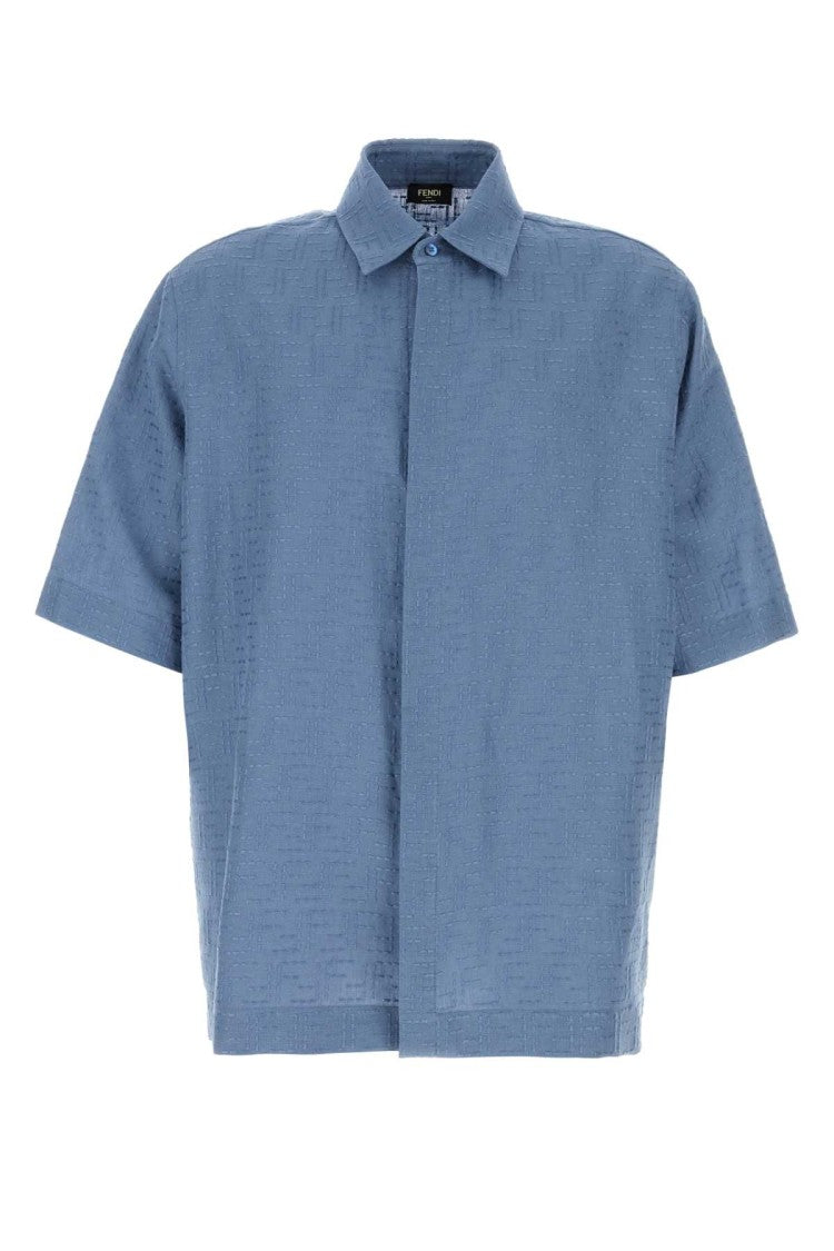 Fendi Cerulean Blue Linen Blend Shirt