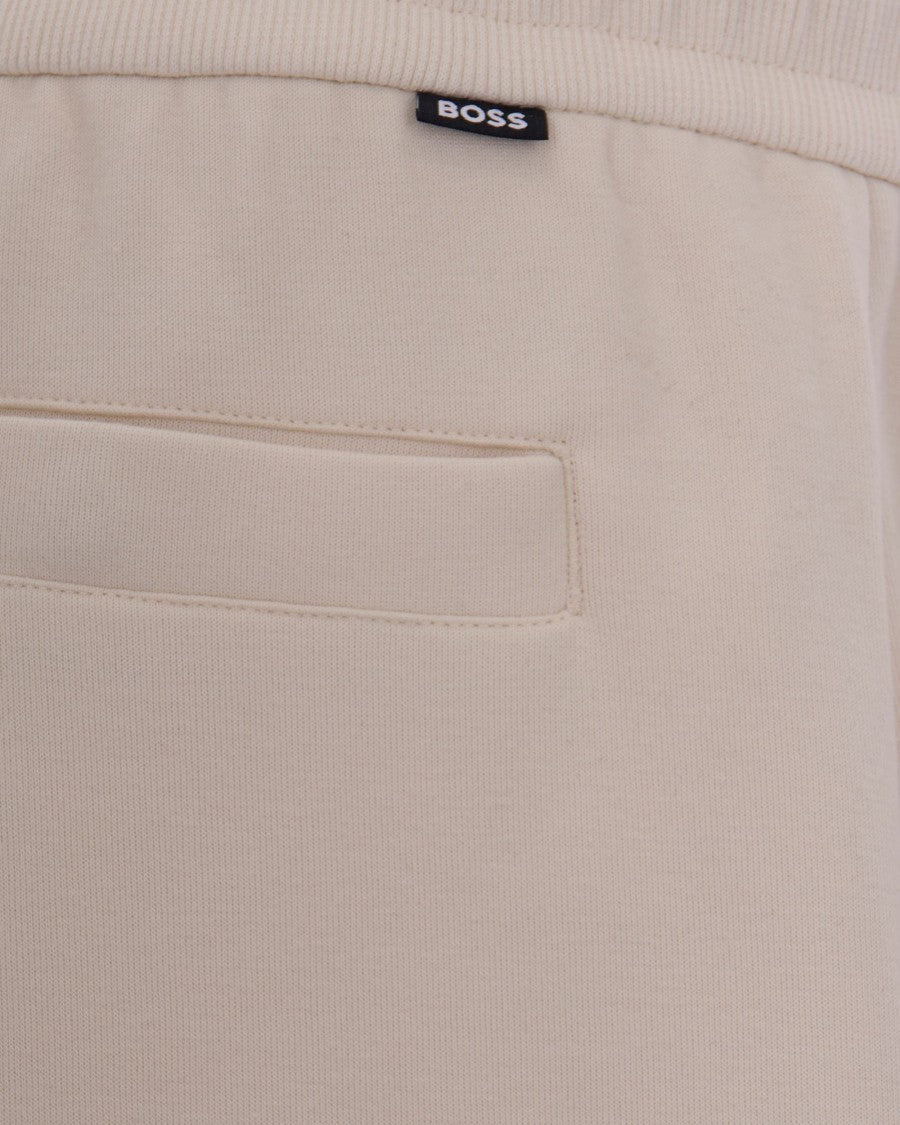 Boss Open White Straight-Cut Pants With Adjustable Waistband And Central Crease
