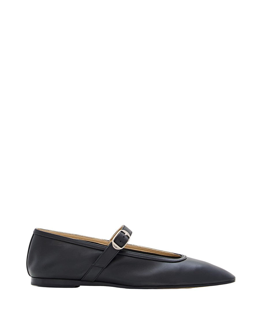 Le Monde Beryl Black Stella Leather Strap Ballet Flats