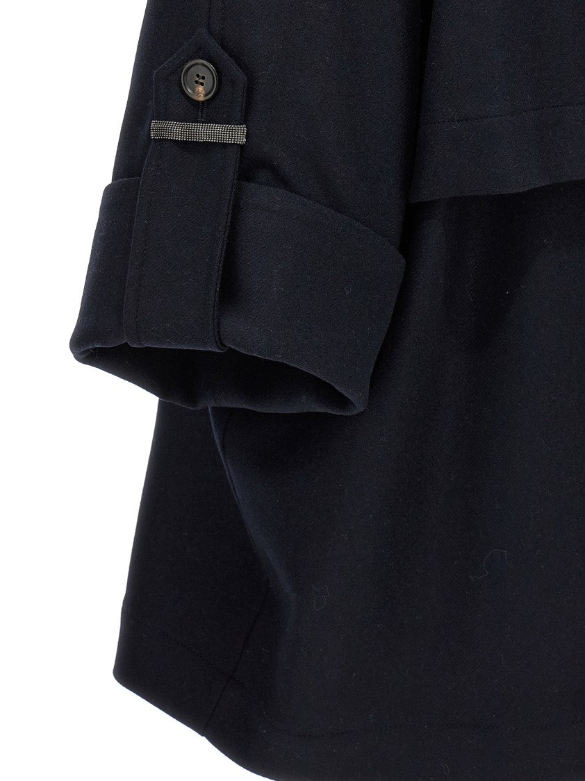 Brunello Cucinelli Shiny Cuff Details' Caban Coat