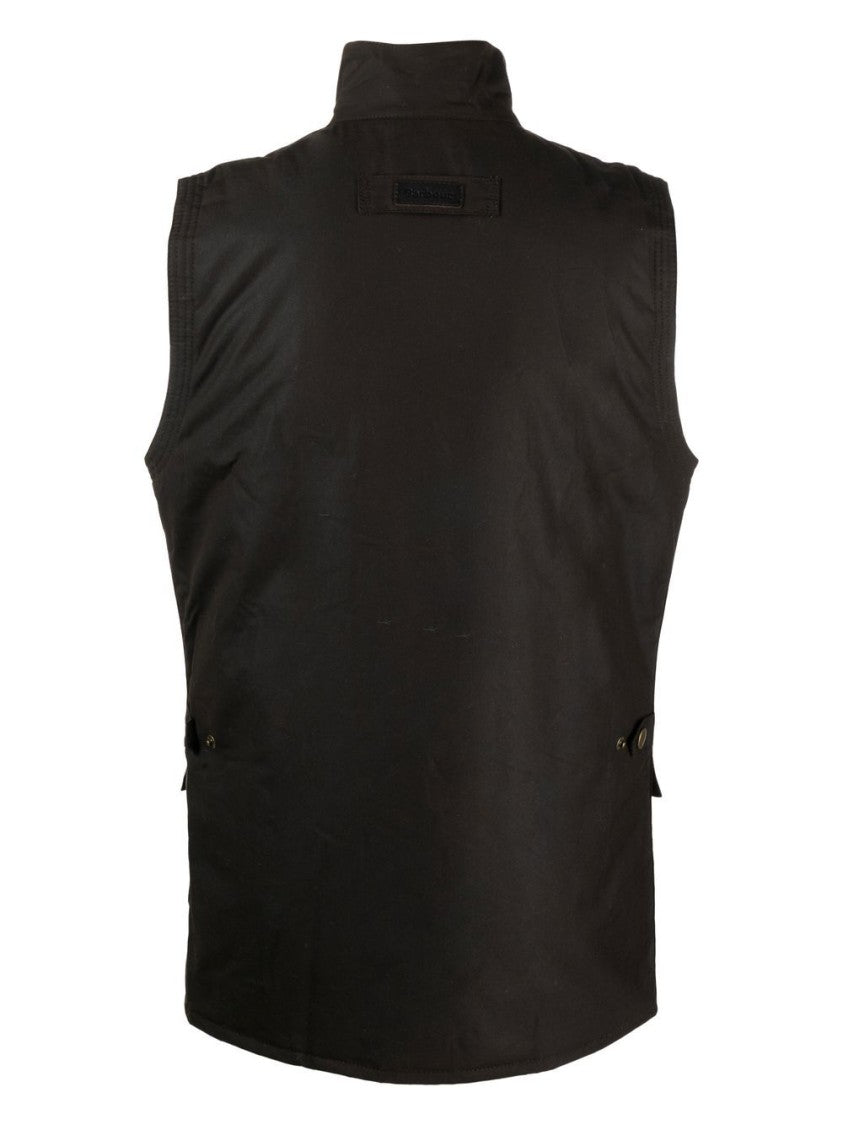 Barbour High-Collared Sleeveless Utility Jacket In Sturdy Cotton