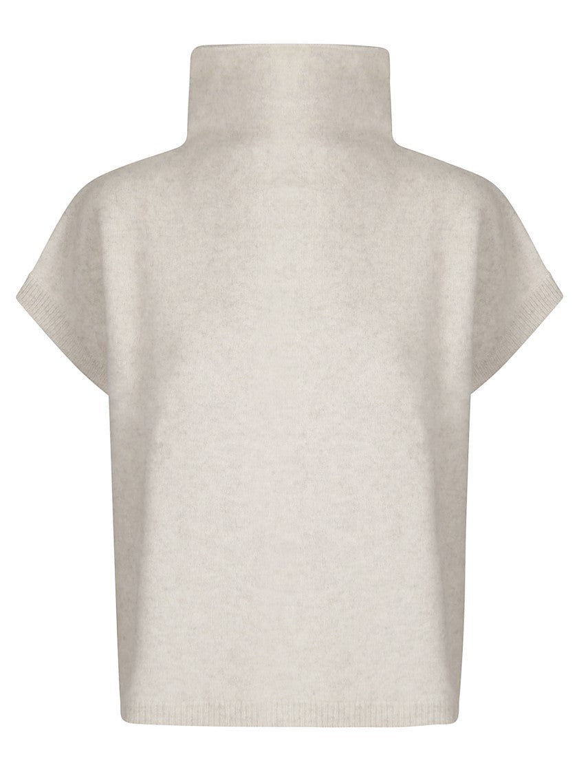 P.A.R.O.S.H. Short-Sleeve Wool Sweater With High Collar