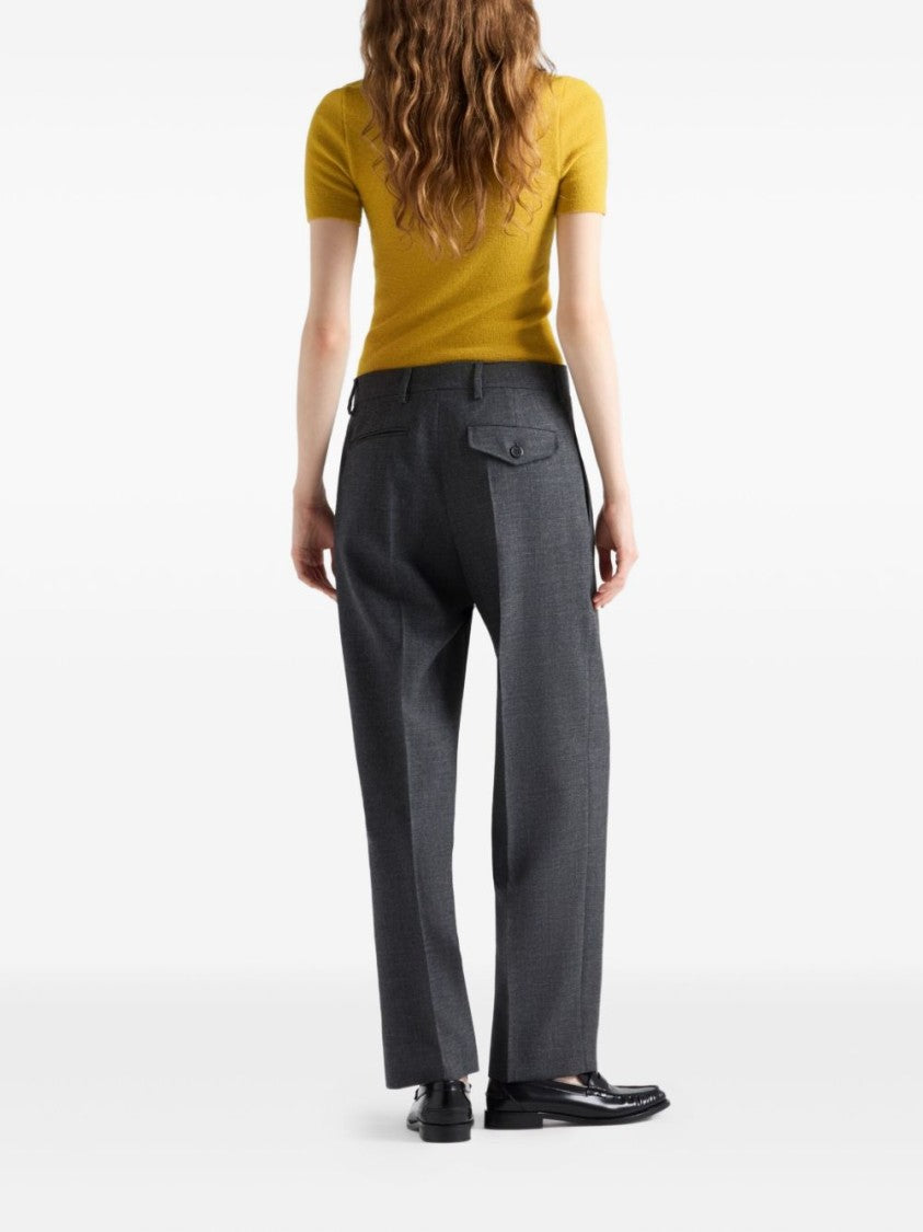 Prada Tailored Straight-Leg Trousers With Mid-Rise Waist