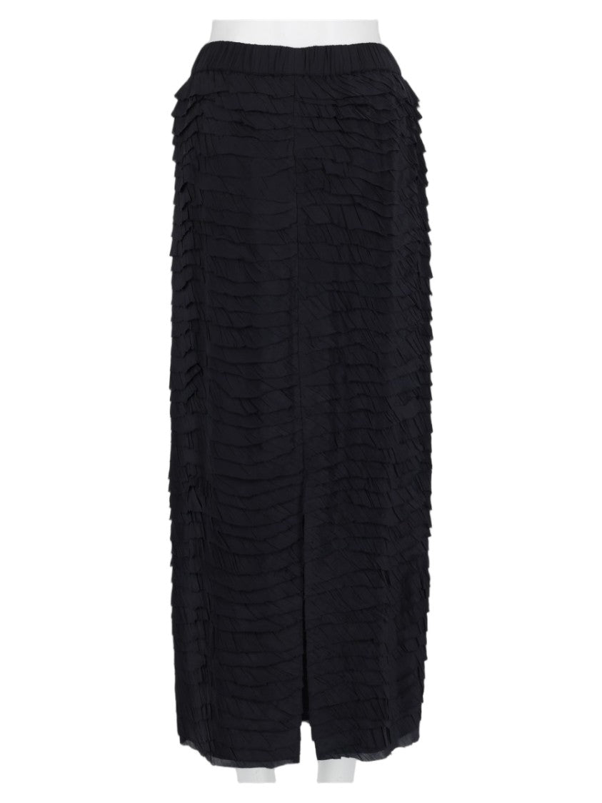Alysi Blue Ruffled Layered Viscose Knee-Length Skirt