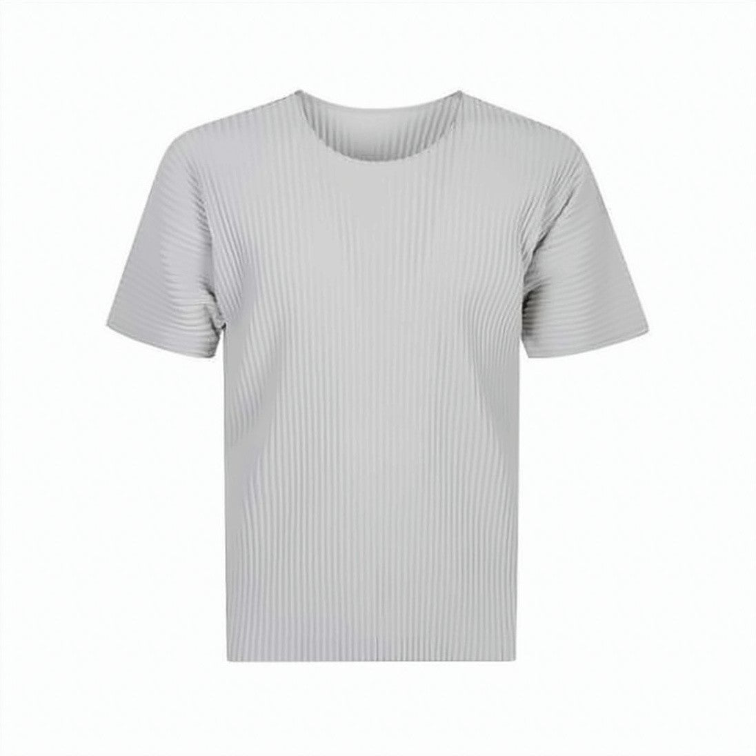 Homme Plissé Issey Miyake Pleated Grey Short-Sleeved T-Shirt
