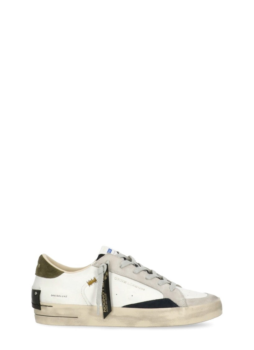 Crime London White Sk8 Deluxe Used Effect Sneakers