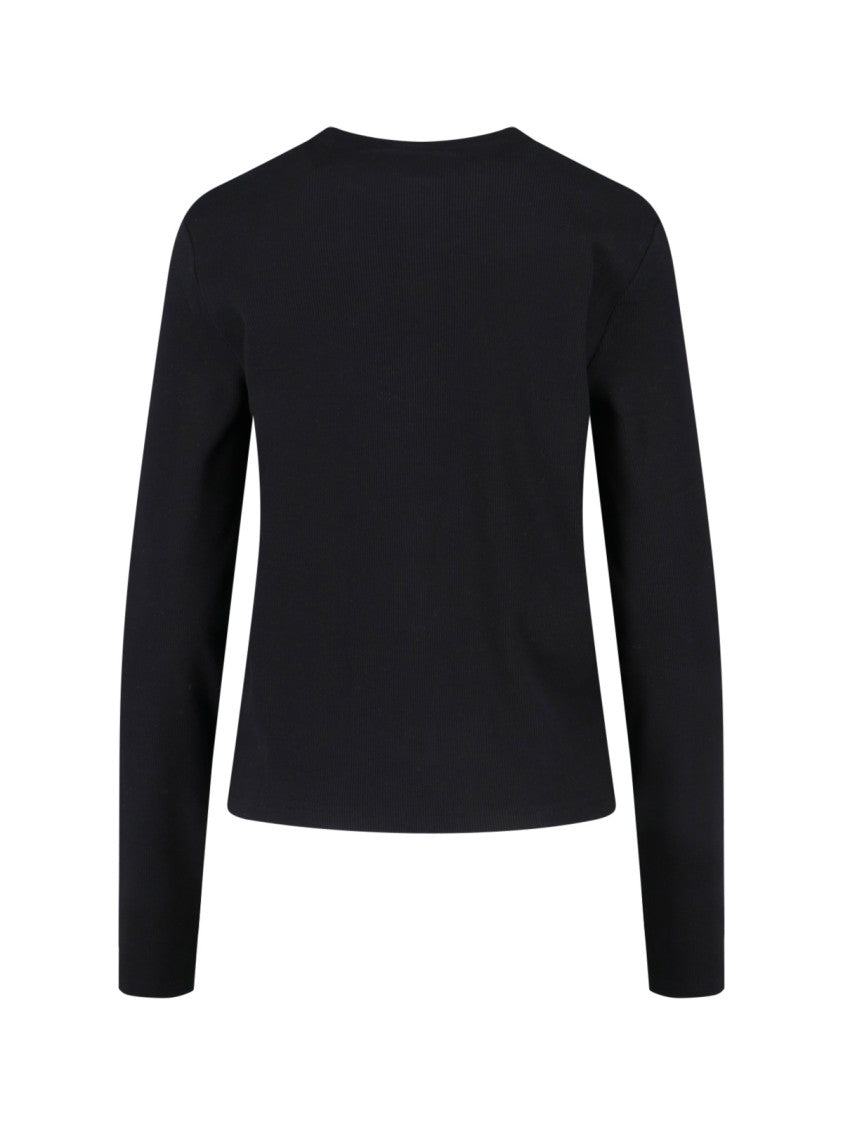 Anine Bing Ribbed Black Cotton Cardigan With Button Closure