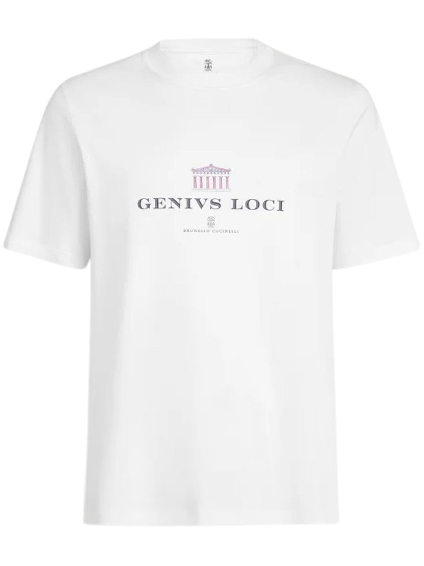 Brunello Cucinelli Classic White Short-Sleeve T-Shirt With Subtle Print