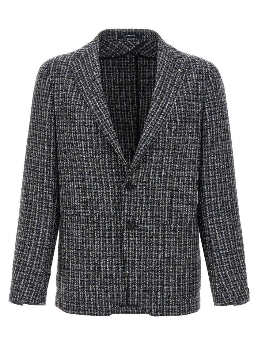 Tagliatore Wool Tweed Blazer With Peak Lapels