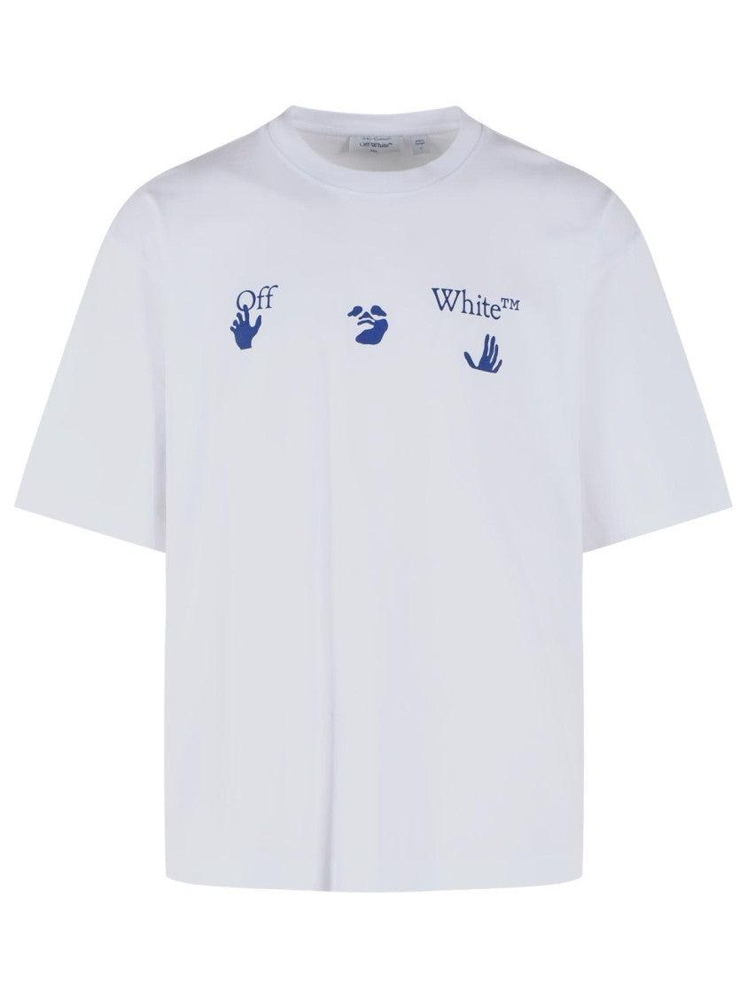 Off-White White Cotton T-Shirt With Artistic 'Bacco Arrow' Print