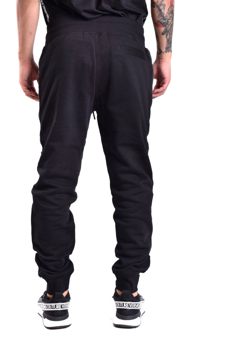 Versace Jeans Couture Tapered Black Trousers With Ribbed Cuffs