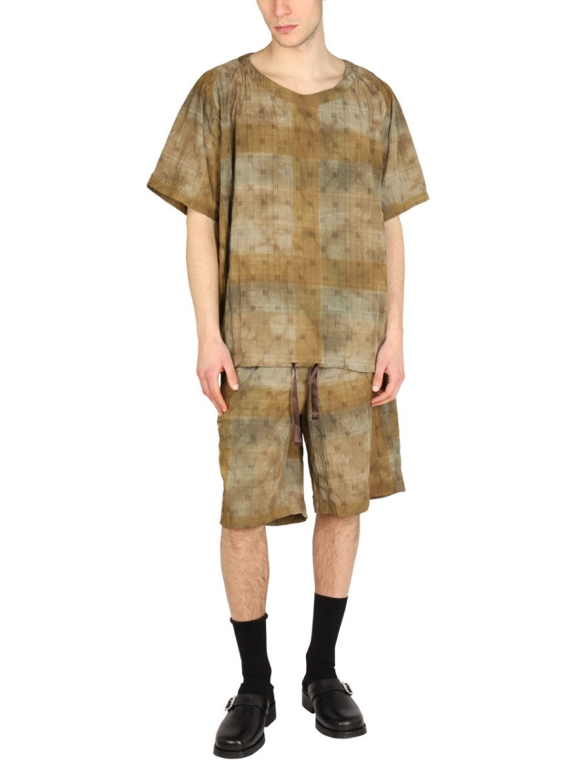 Needles Textured Brown Boxy Fit T-Shirt