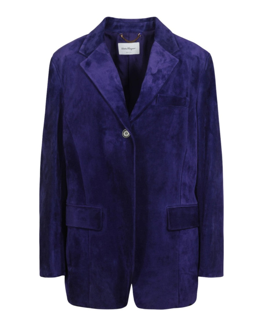 Ferragamo Notched Lapel Silk Blazer