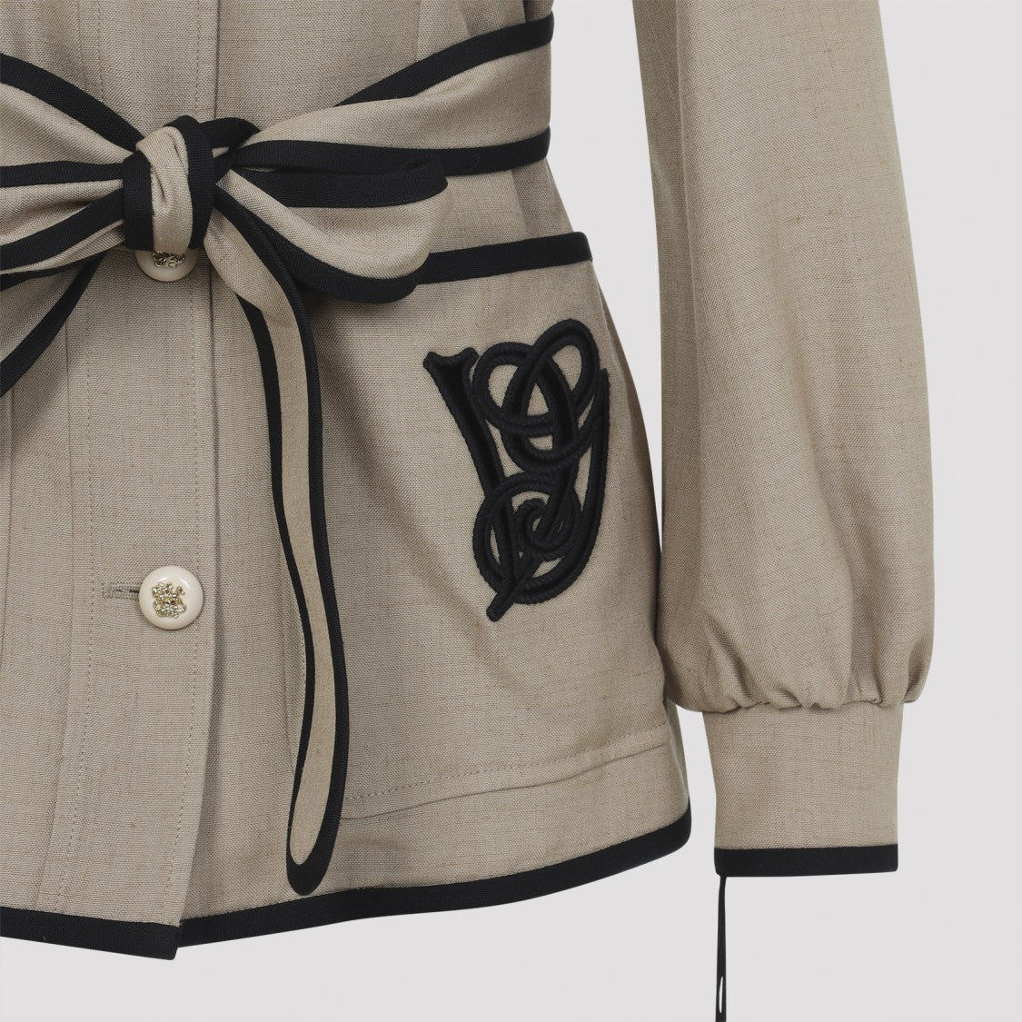 Valentino Structured Beige Jacket With Stand Collar