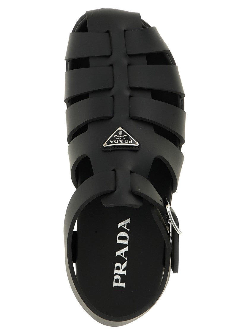 Prada Cage Design Sandals With Adjustable Ankle Strap