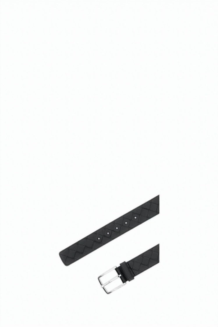 Bottega Veneta Intricate Weave Leather Belt With Polished Metal Buckle
