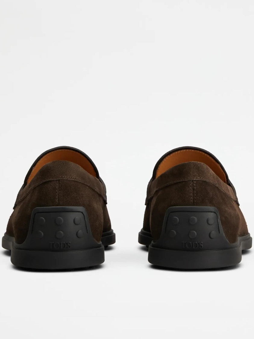 Tod's Luxurious Brown Suede Loafers With Penny Strap