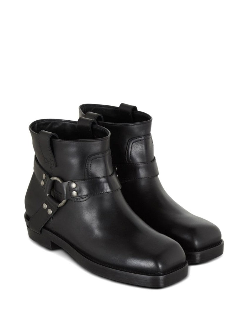 Balmain Black Double Pull Tab Square Boots