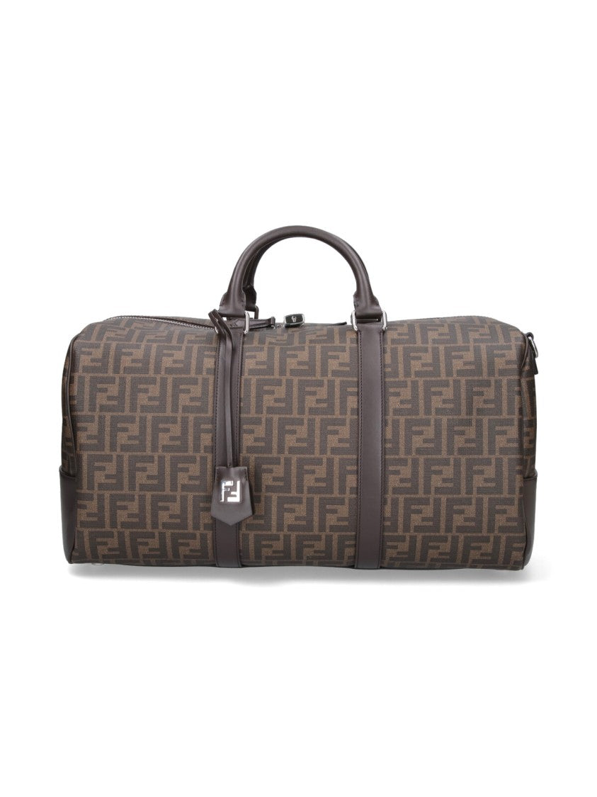 Fendi Monogram Duffle-Style Suitcase With Leather Accents