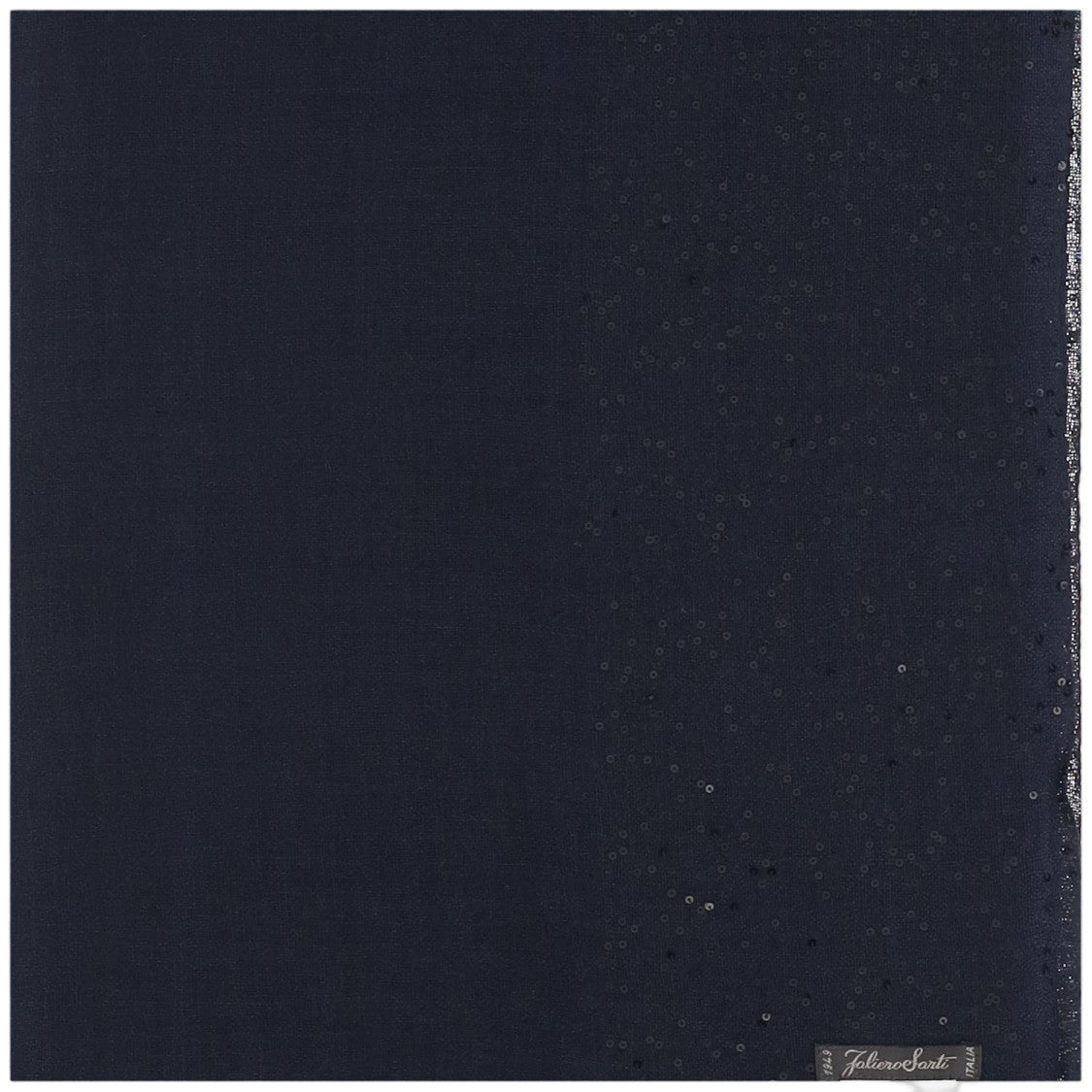 Faliero Sarti Rectangular Wool Blend Scarf With Sequin Detailing And Fringed Edges