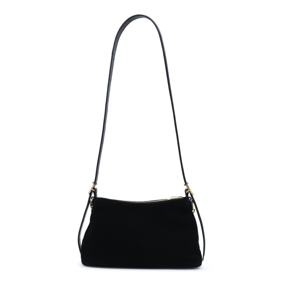 Zadig & Voltaire Black Jim Mini Gold-Tone Accents Suede Shoulder Bag