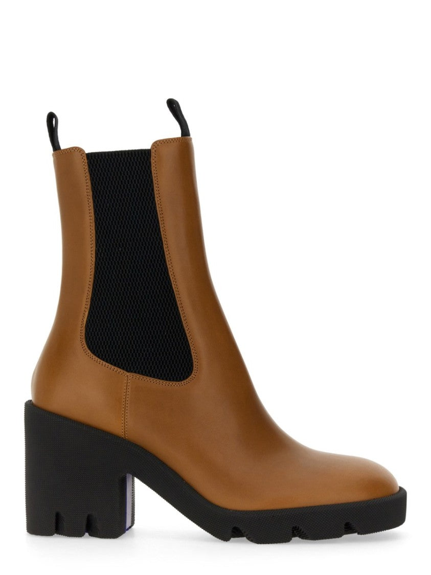 Burberry Leather Boots With High Block Heel