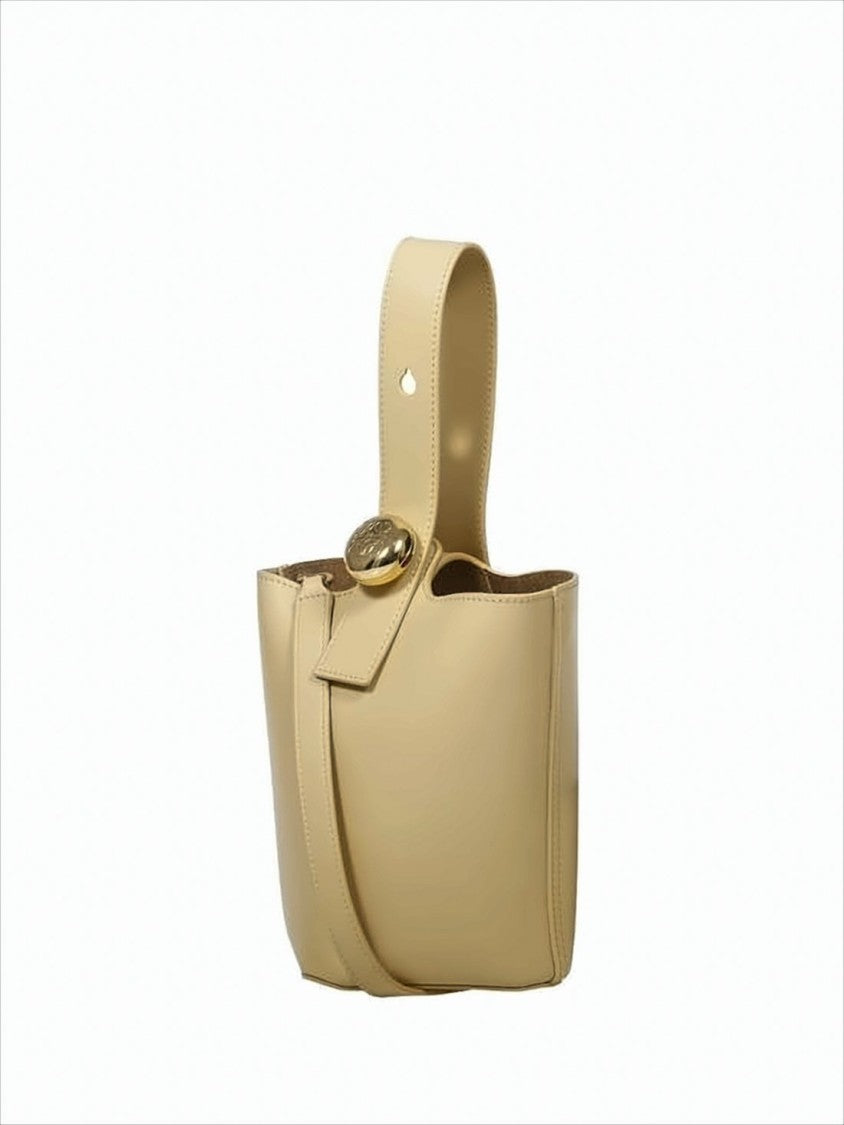 Loewe Structured Calf Leather Tote Bag With Gold-Tone Clasp