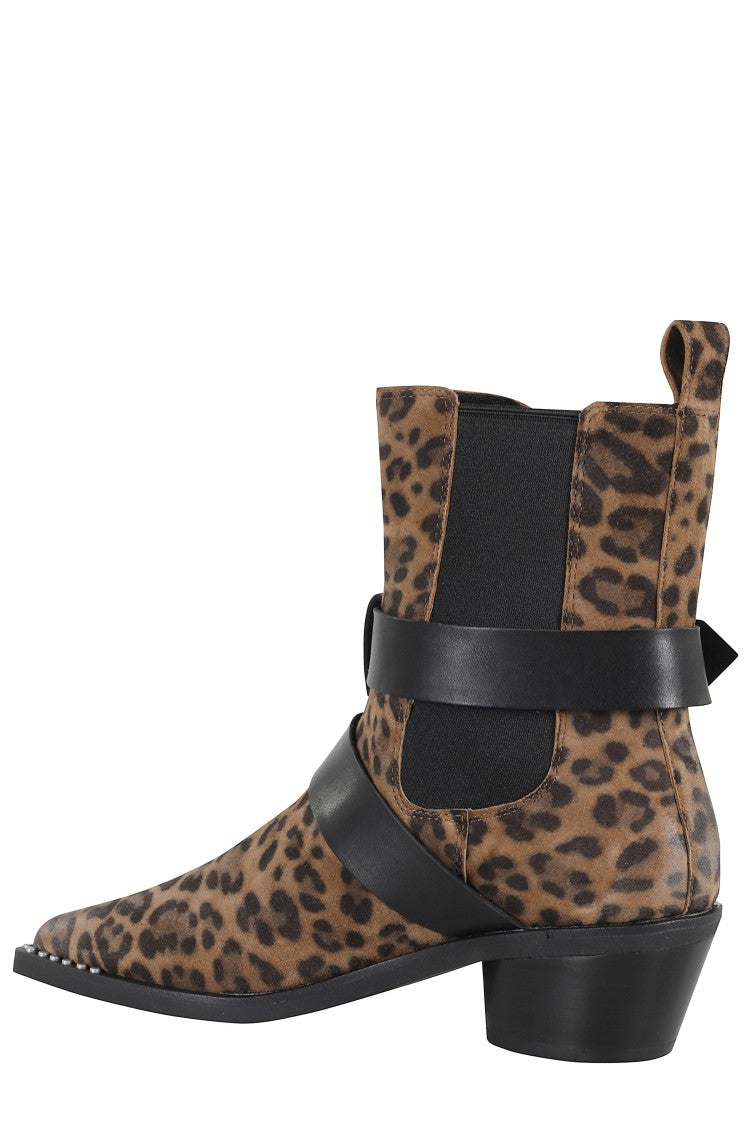 Ash Leopard-Print Suede Ankle Boots
