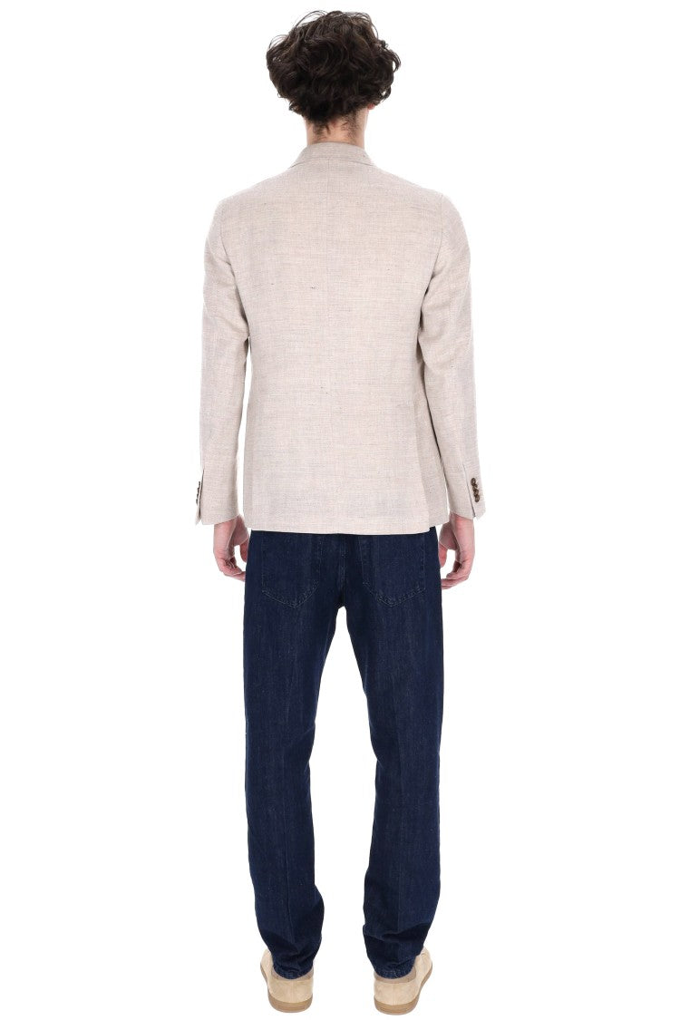 Tagliatore Montecarlo Herringbone Linen-Wool Blazer