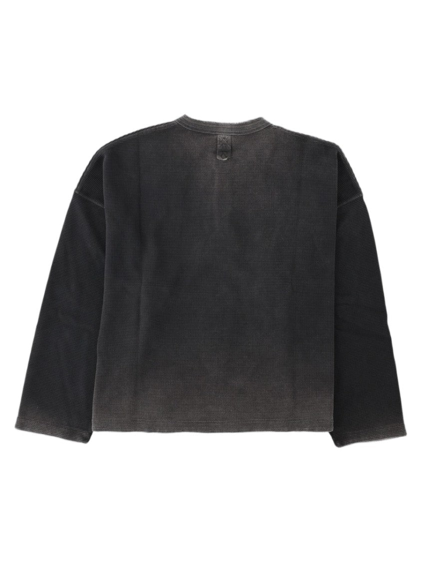 Represent Black Washed Button Placket Long-Sleeve Cotton Sweater