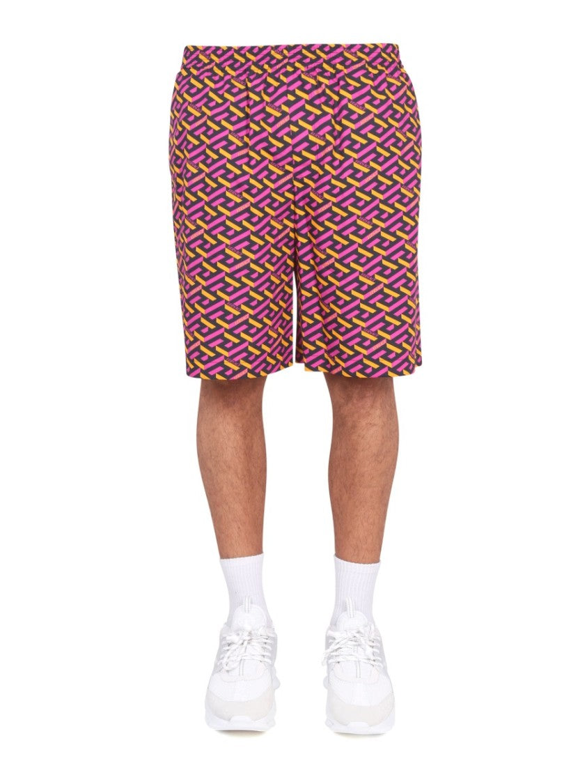 Versace Shorts With La Greca Print