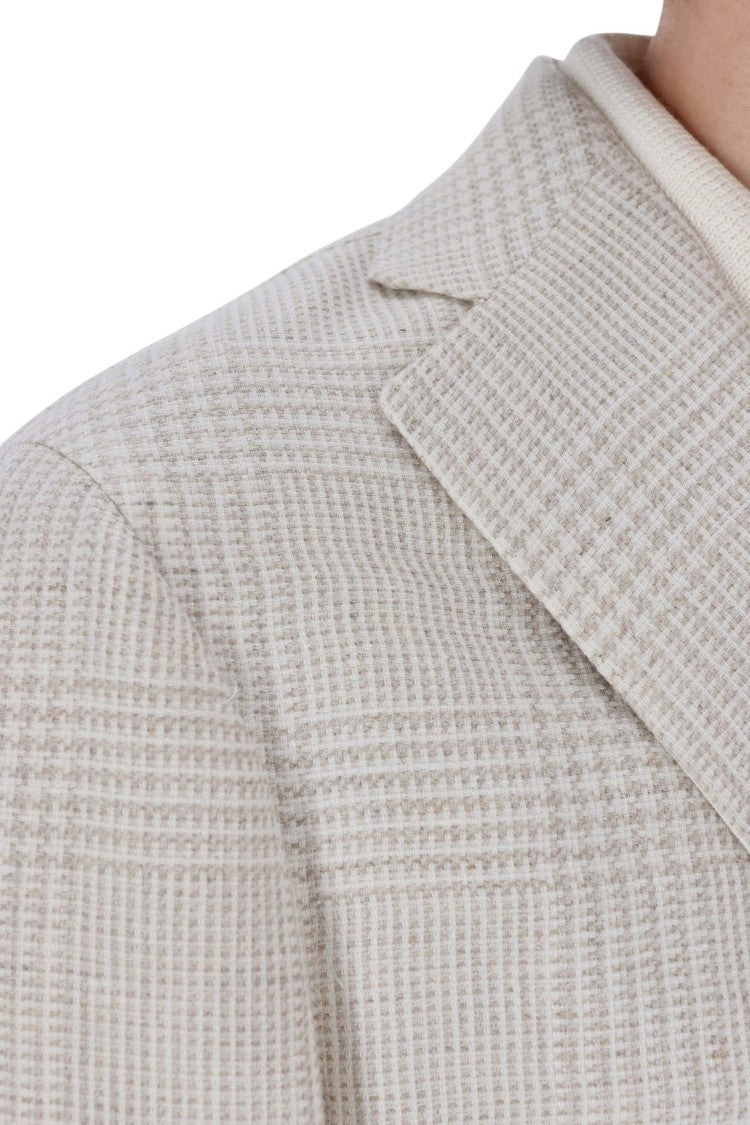 Barba Prince Of Wales Linen-Cotton-Silk Blazer