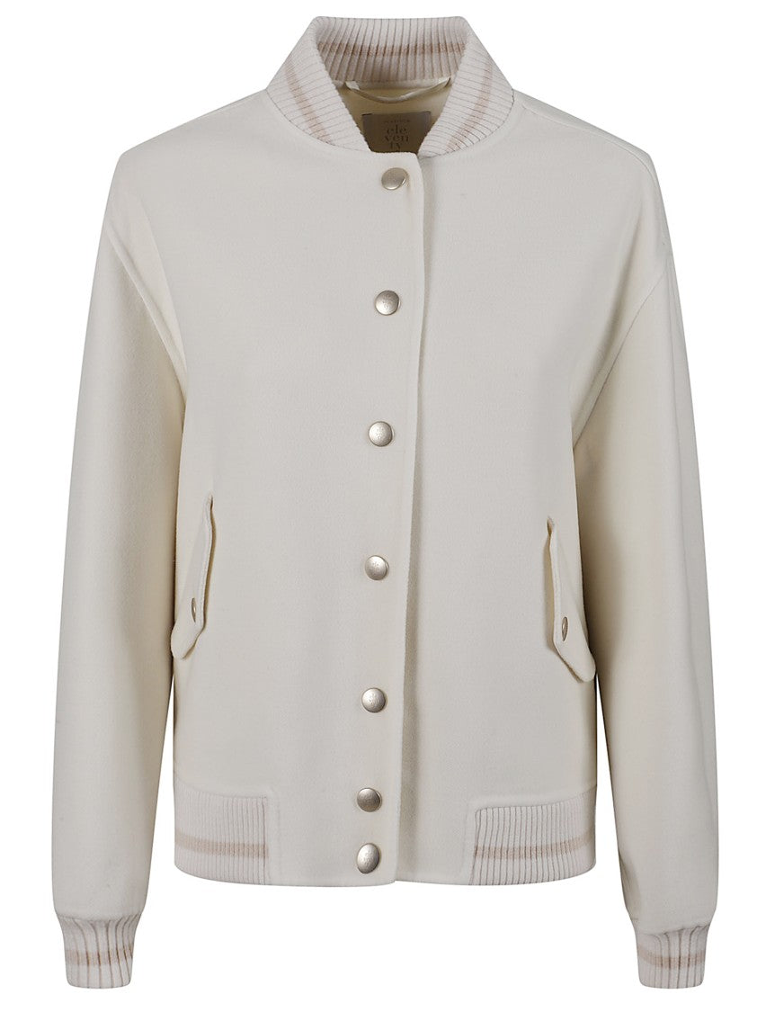 Eleventy Refined Cotton-Silk Bomber Jacket With Lurex Insert