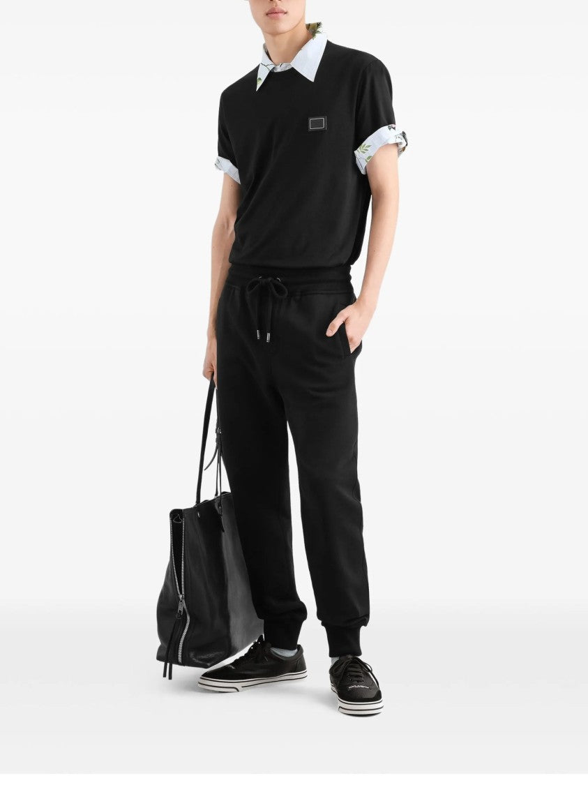 Dolce & Gabbana Black Minimalist Rectangular Logo Cotton T-Shirt