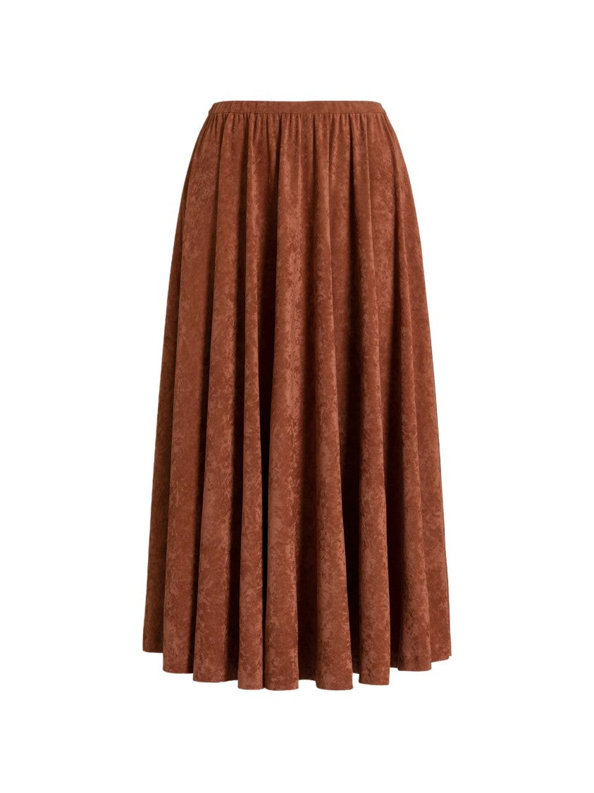 Alberta Ferretti Brown Triacetate Blend Gathered Midi Skirt