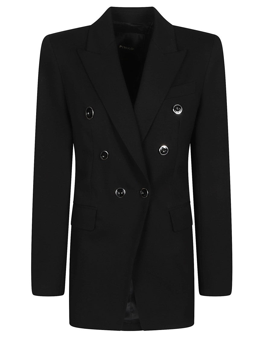 Pinko Hibiscus Double-Breasted Tailored Viscose-Blend Blazer