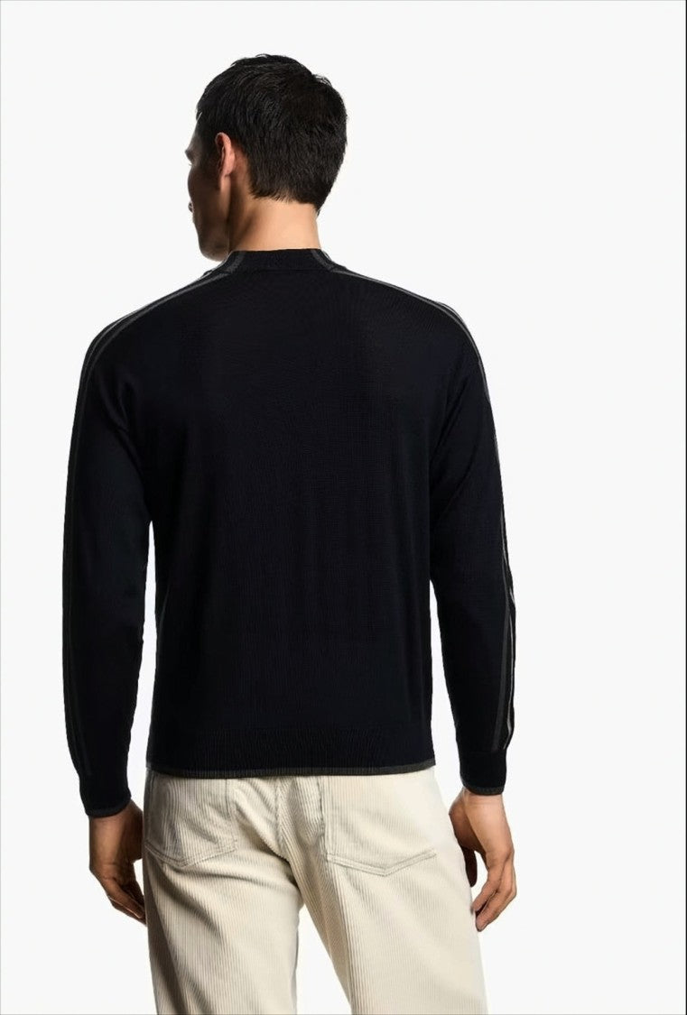 Emporio Armani Jacquard Knit Black Sweater With Crewneck