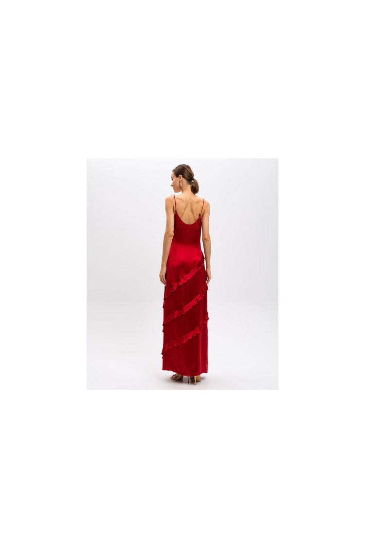 Twin-Set Red Sleeveless V-Neck Viscose Maxi Dress