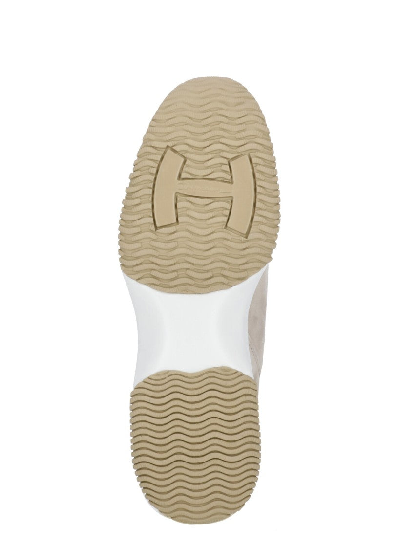 Hogan Beige Interactive Suede Perforated Sneakers