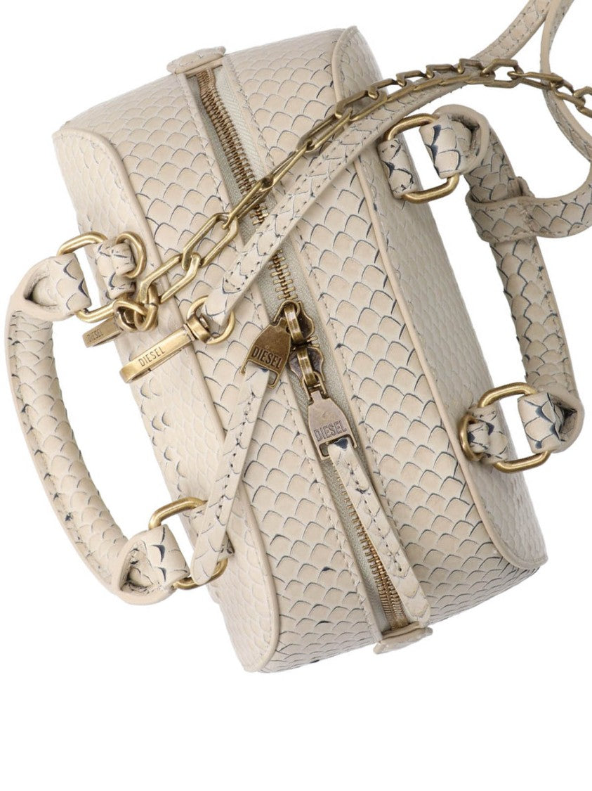 Diesel Beige 1Dr Dome Textured Leather Bag