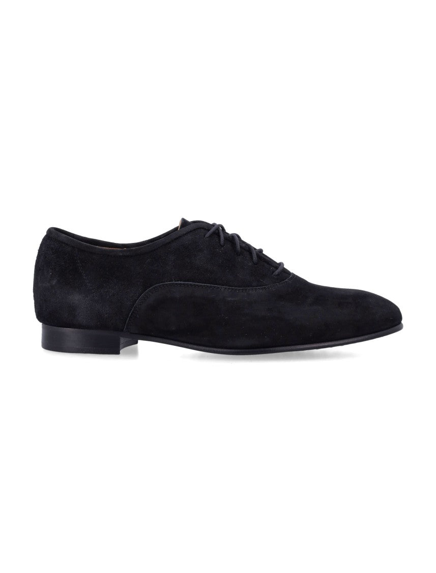 Pedro Garcia Black Gerti Suede Lace-Up Flats