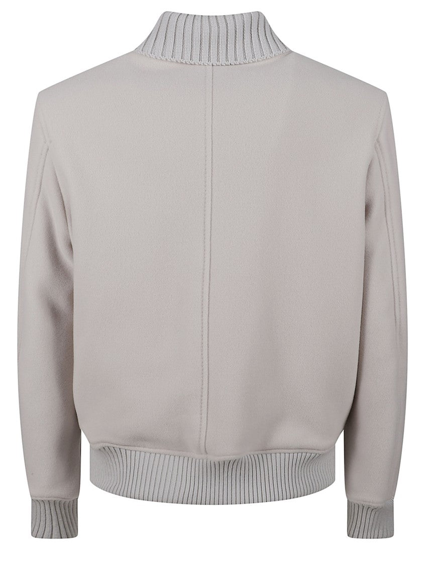 Eleventy Cashmere And Wool Bomber Jacket With Horn Button Closure