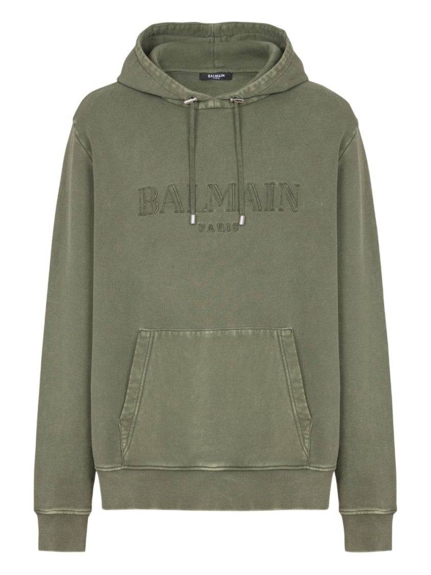 Balmain Olive Green Pouch Pocket Sweatshirt