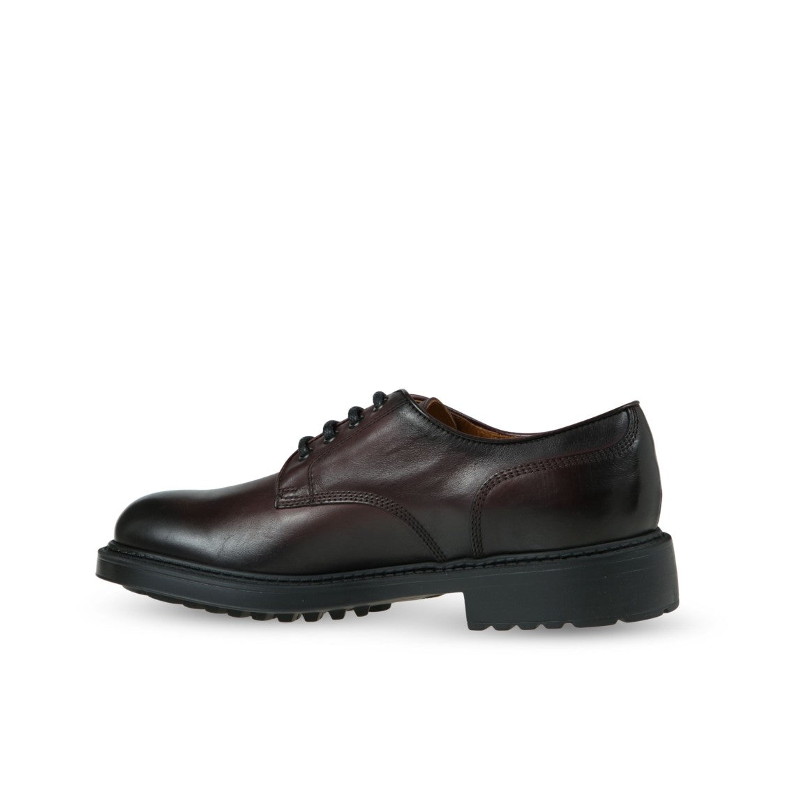 Doucal's Polished Black Derby Shoes With Closed Lacing