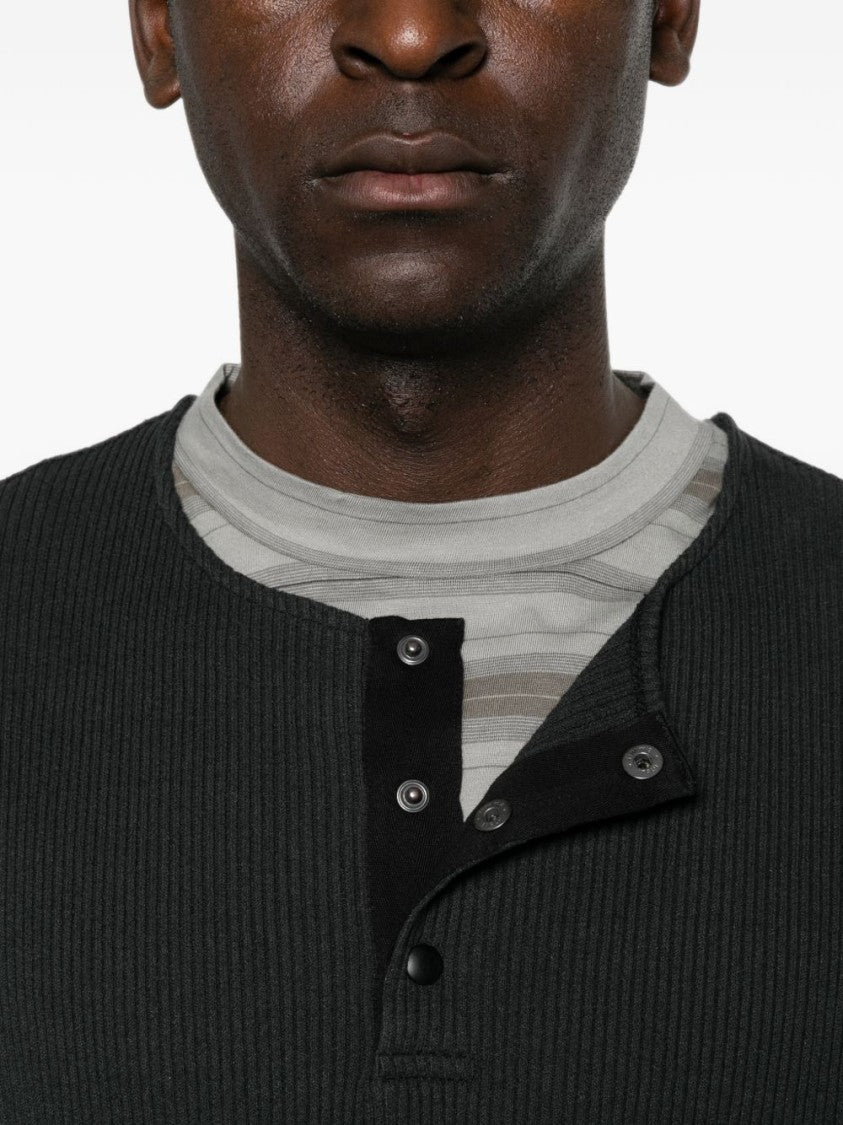 Our Legacy Black Ribbed Button-Placket Sweater