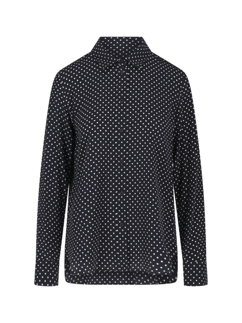 Nili Lotan Polka Dot Silk Blouse With Classic Collar And Cuff Buttons